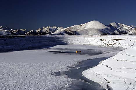 Nádrž pro sněžná děla na vrcholu Strohsack 1904 m.