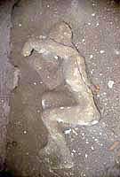 Sádrový odlitek člověka, který zahynul při zániku Pompejí.